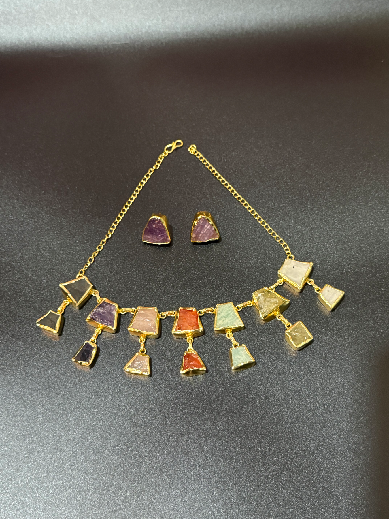 Natural Stone Multicolor Necklace Set