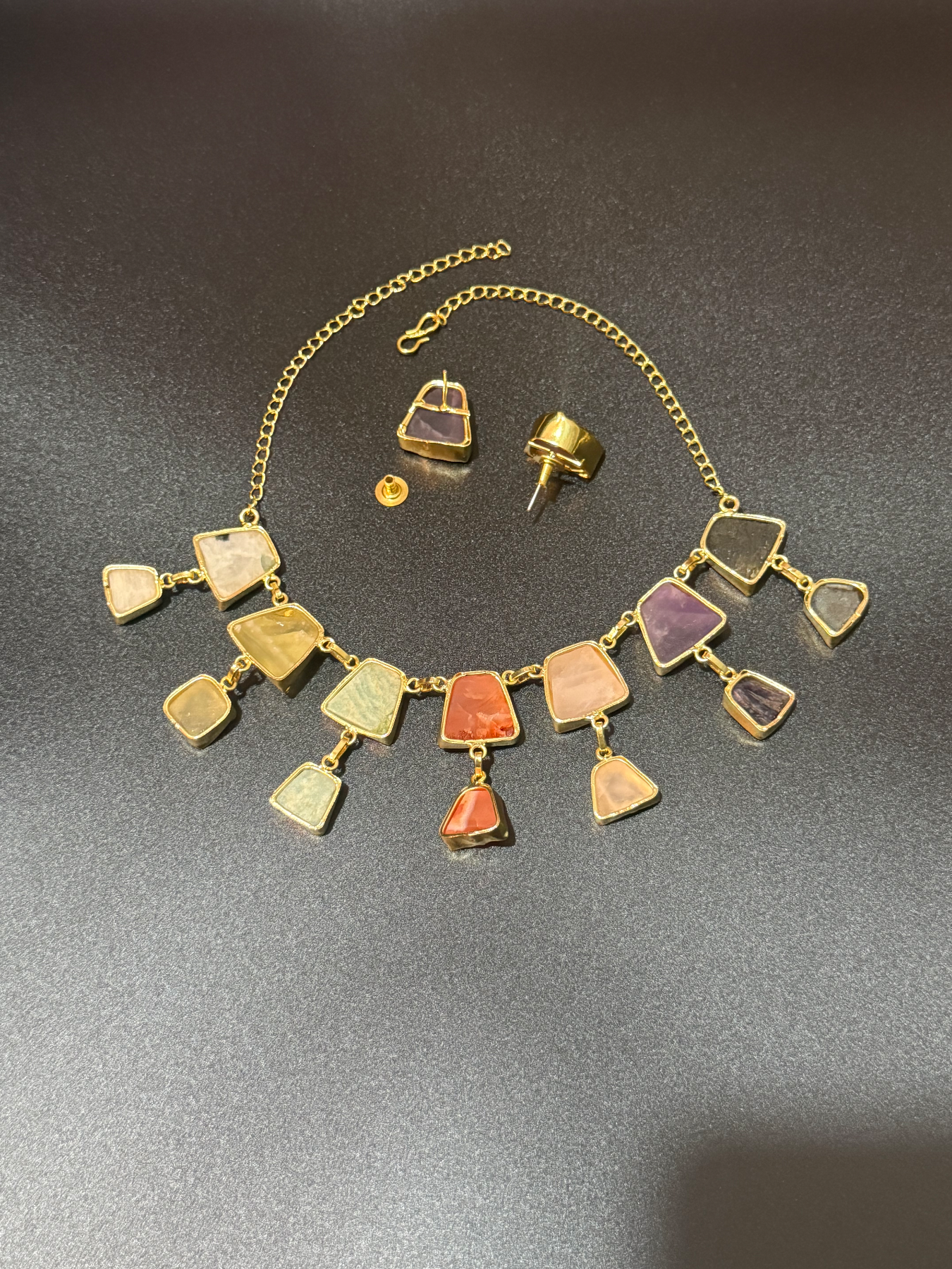 Natural Stone Multicolor Necklace Set