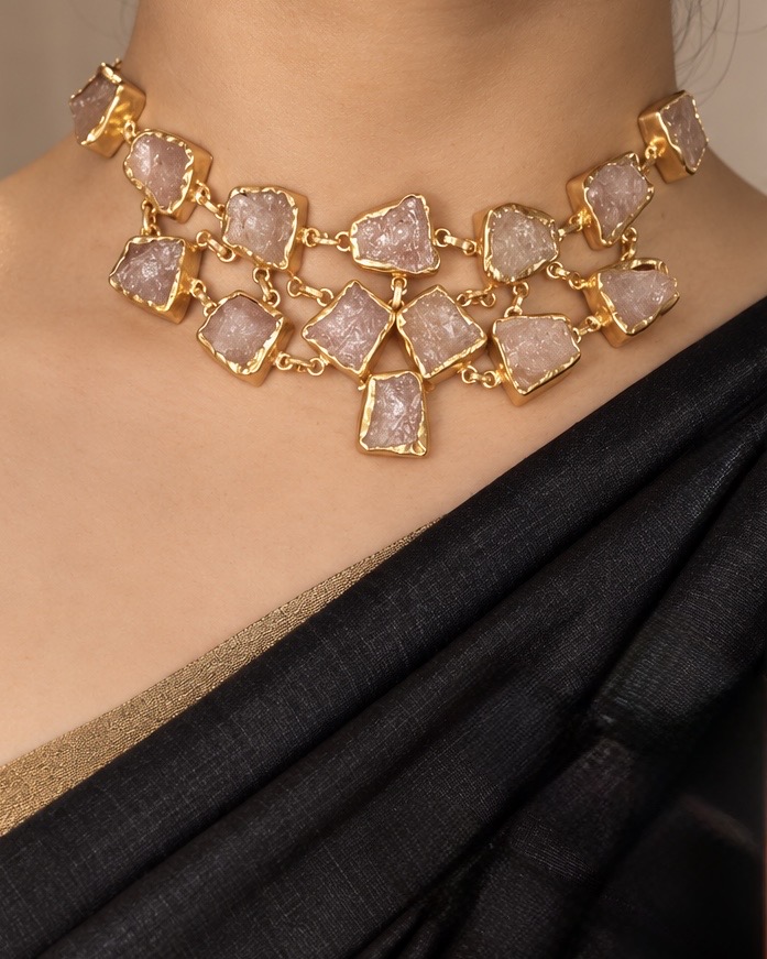Rose Quartz Regal Necklace Set
